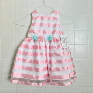 Pink and White Girl's Dress w/ Flower Detail